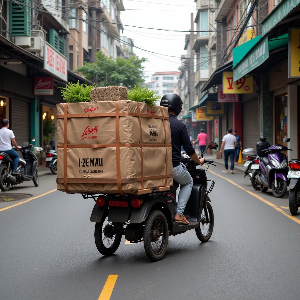 Xe lôi máy vận chuyển hàng