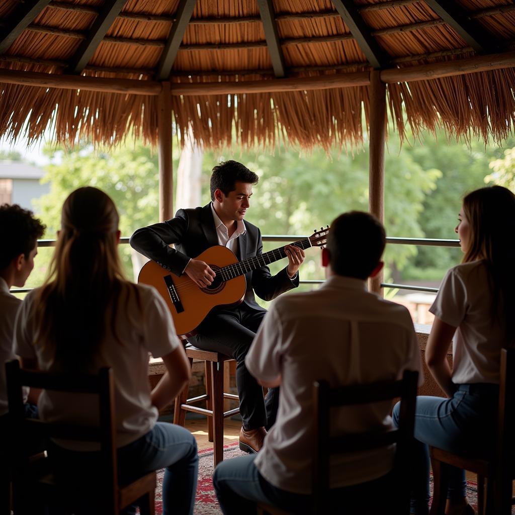 Biểu diễn guitar bolero mái lá