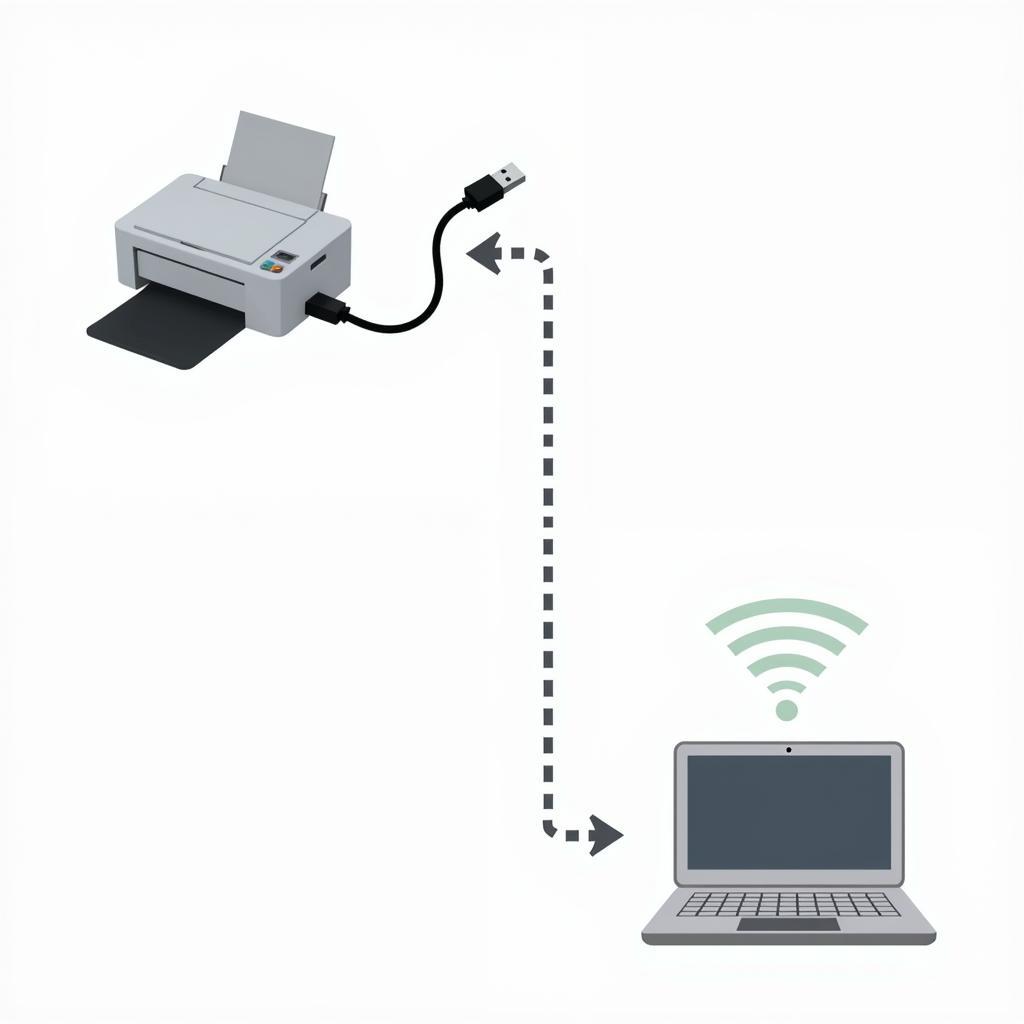 Connecting a printer to a computer via USB cable and Wifi