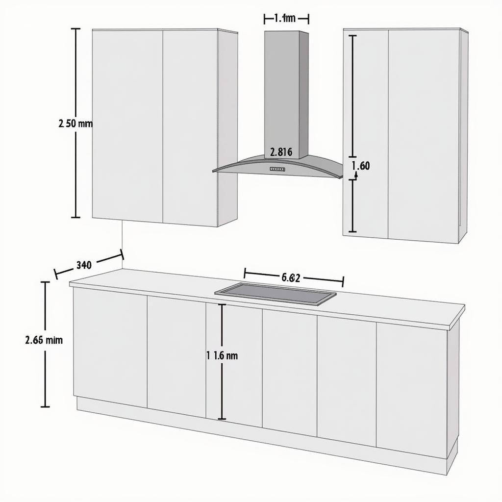 Kích thước máy hút mùi âm tủ tiêu chuẩn