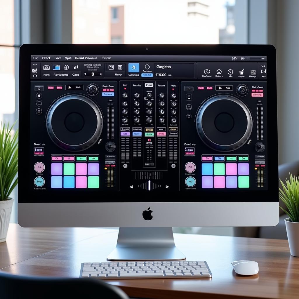 Giao diện phần mềm DJ trên máy tính