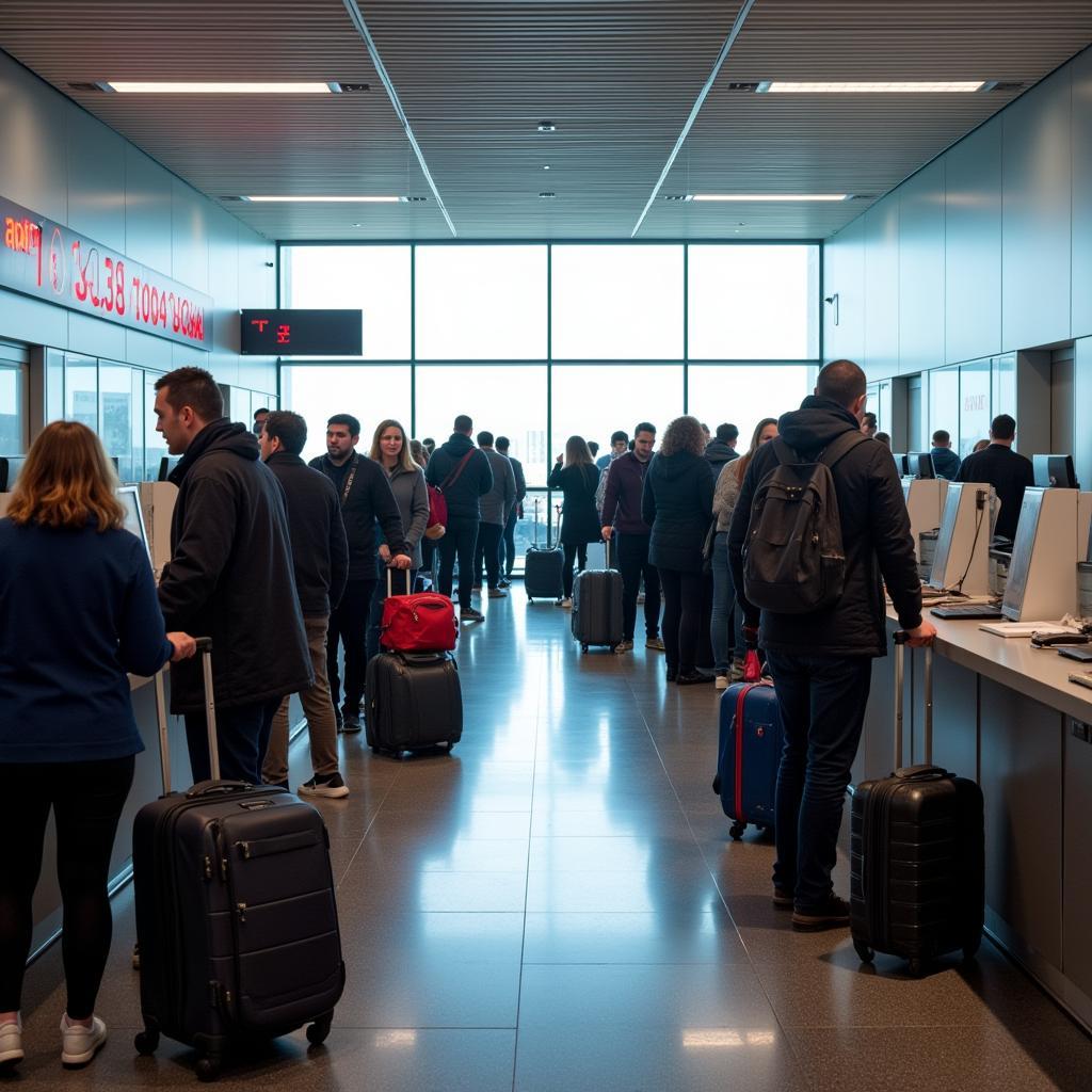 Làm thủ tục check-in tại sân bay