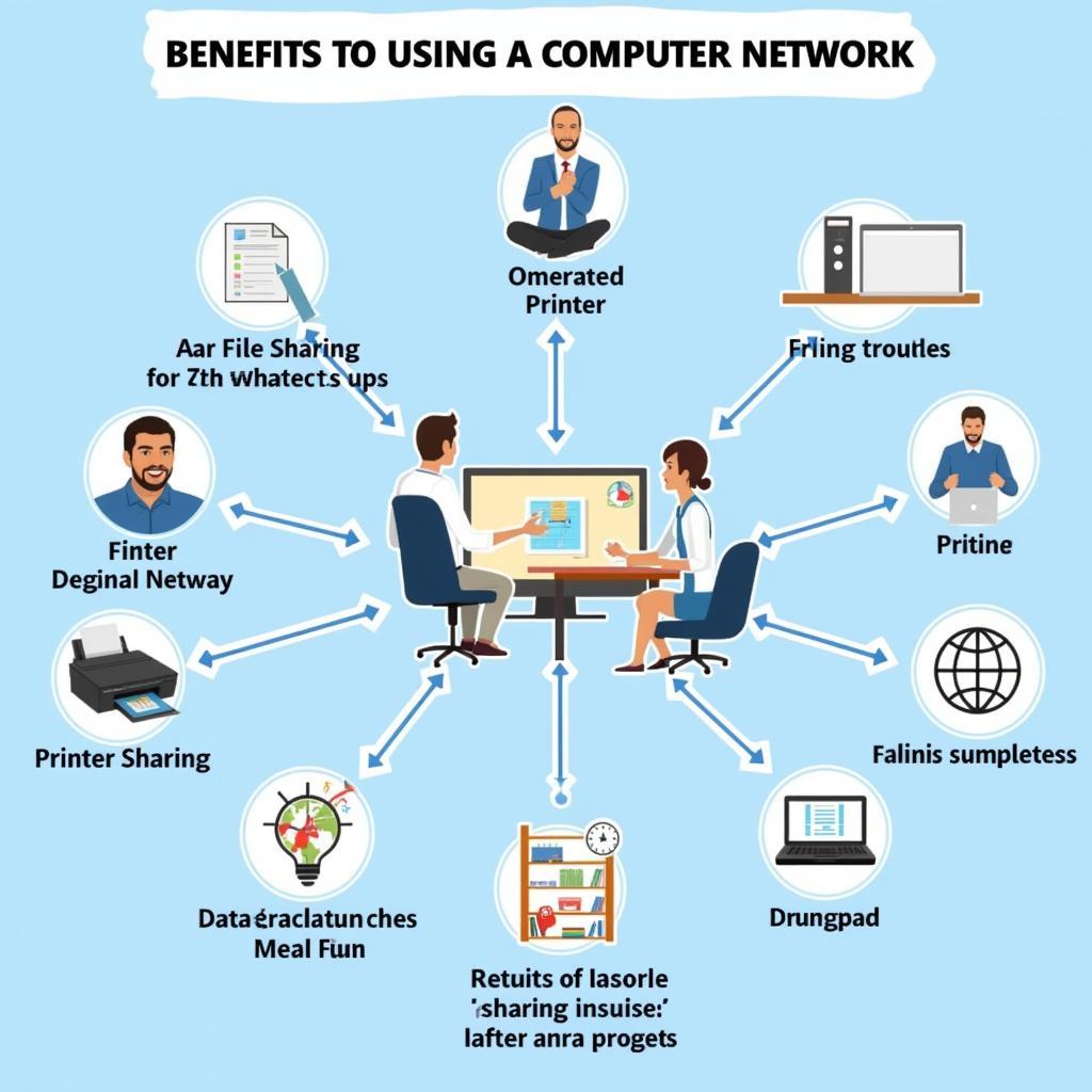 Hình ảnh minh họa lợi ích của việc sử dụng mạng máy tính